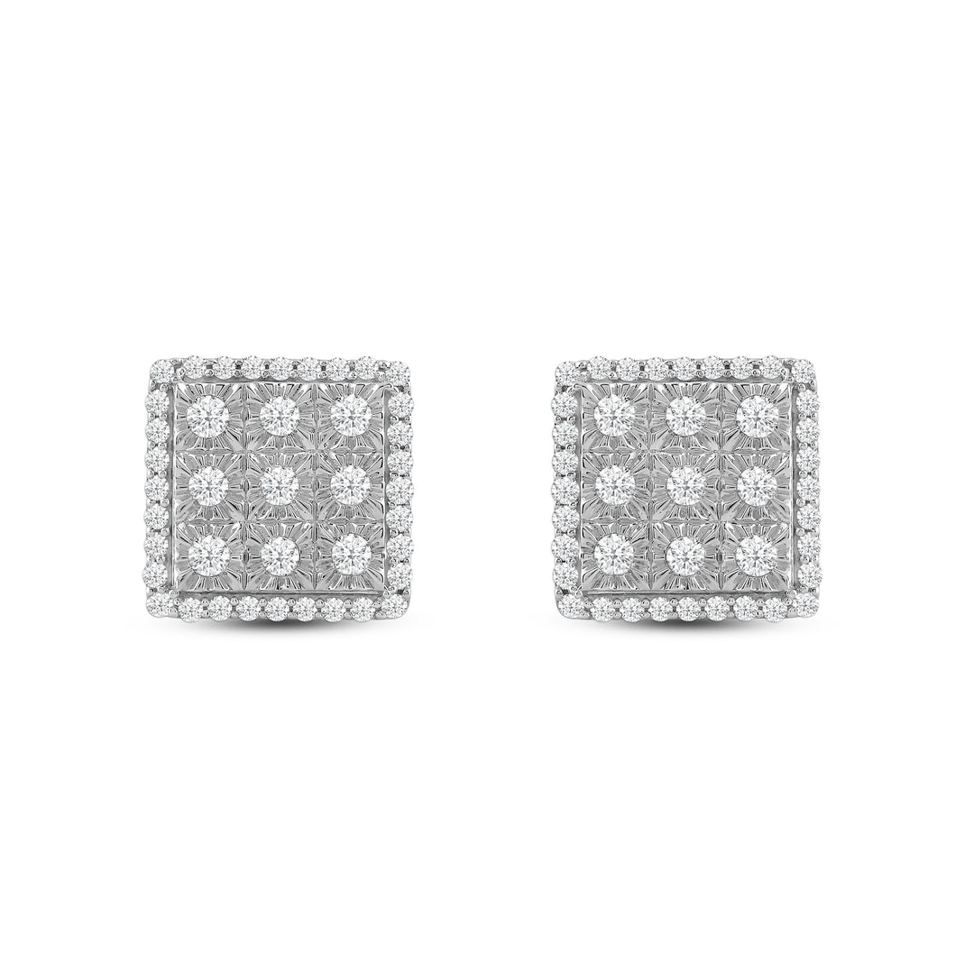 SQUARE UNISEX DRIPZ STUDS with Cubic Zirconia Stones and Sterling Silver