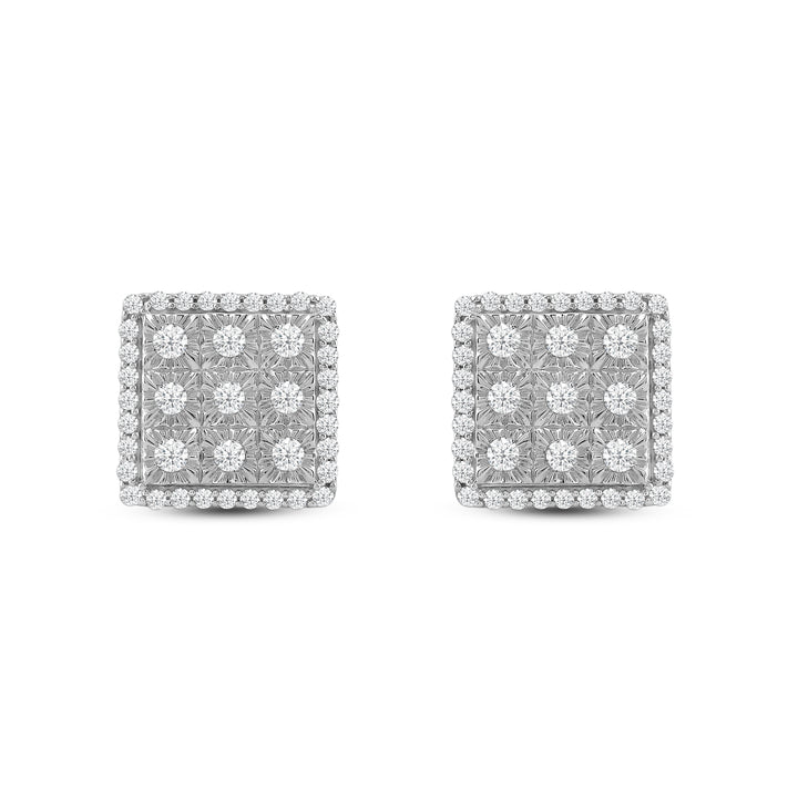 SQUARE UNISEX DRIPZ STUDS with Cubic Zirconia Stones and Sterling Silver