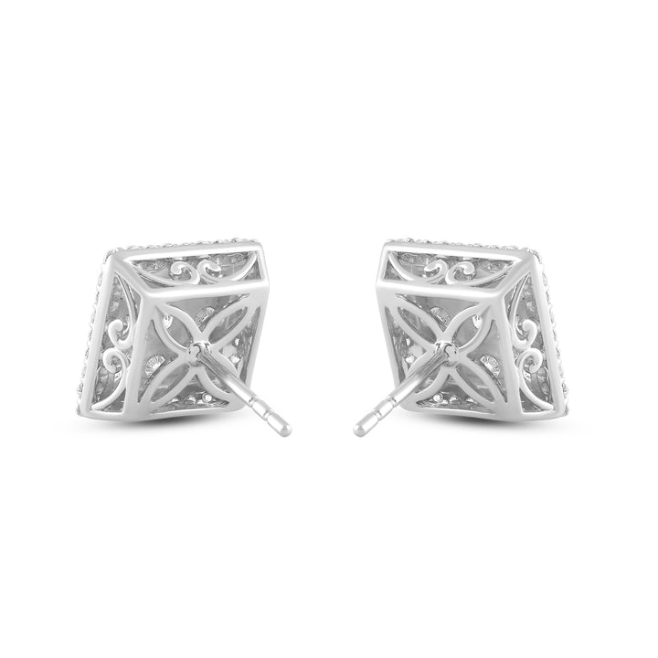 SQUARE UNISEX DRIPZ STUDS with Cubic Zirconia Stones and Sterling Silver