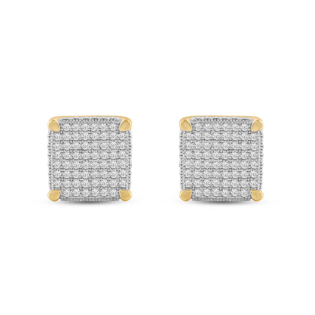 TRAPEZOID MEN'S DRIPZ STUDS 
with Cubic Zirconia Stones and 14K Yellow Gold over Sterling Silver