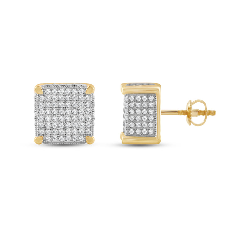 TRAPEZOID MEN'S DRIPZ STUDS 
with Cubic Zirconia Stones and 14K Yellow Gold over Sterling Silver