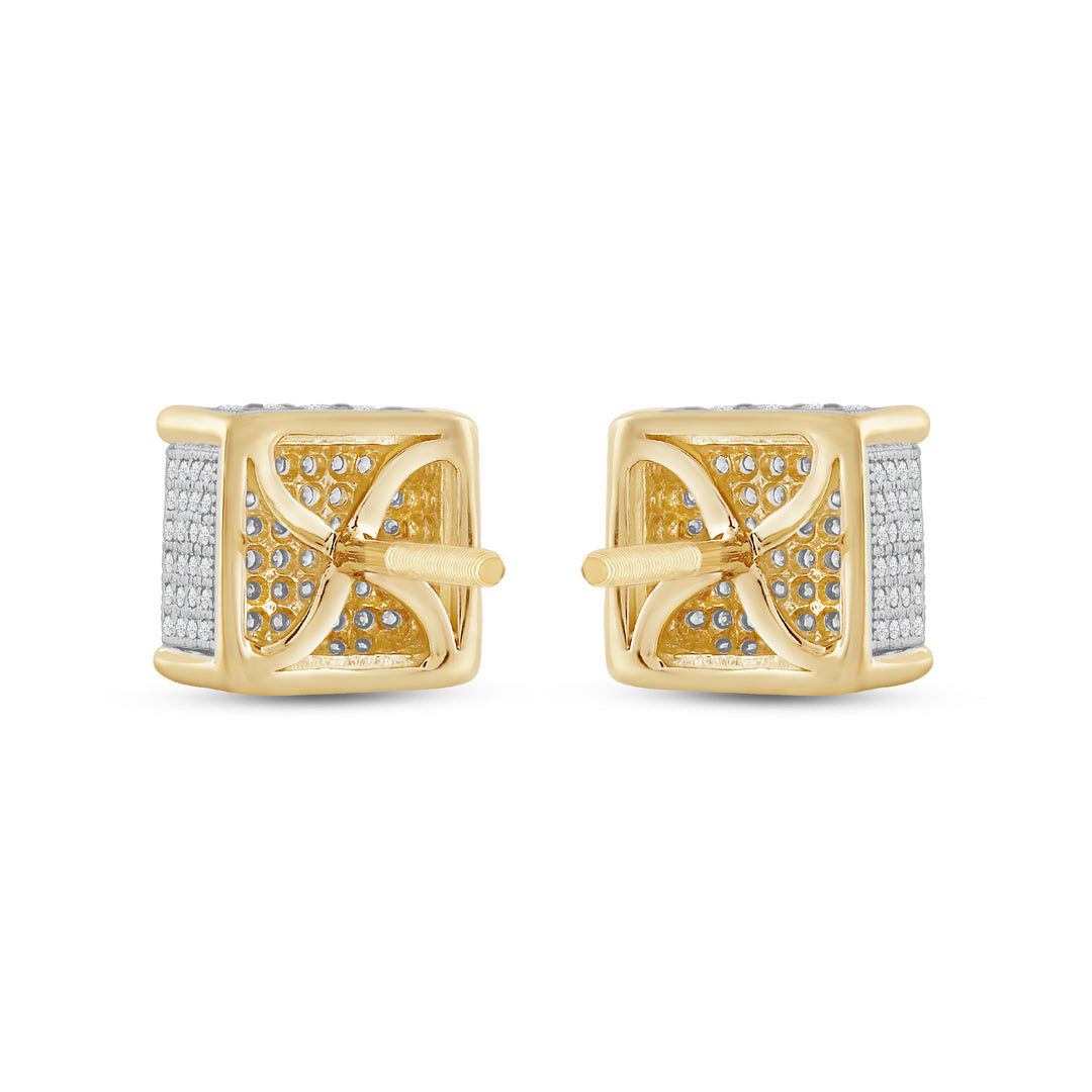 TRAPEZOID MEN'S DRIPZ STUDS 
with Cubic Zirconia Stones and 14K Yellow Gold over Sterling Silver