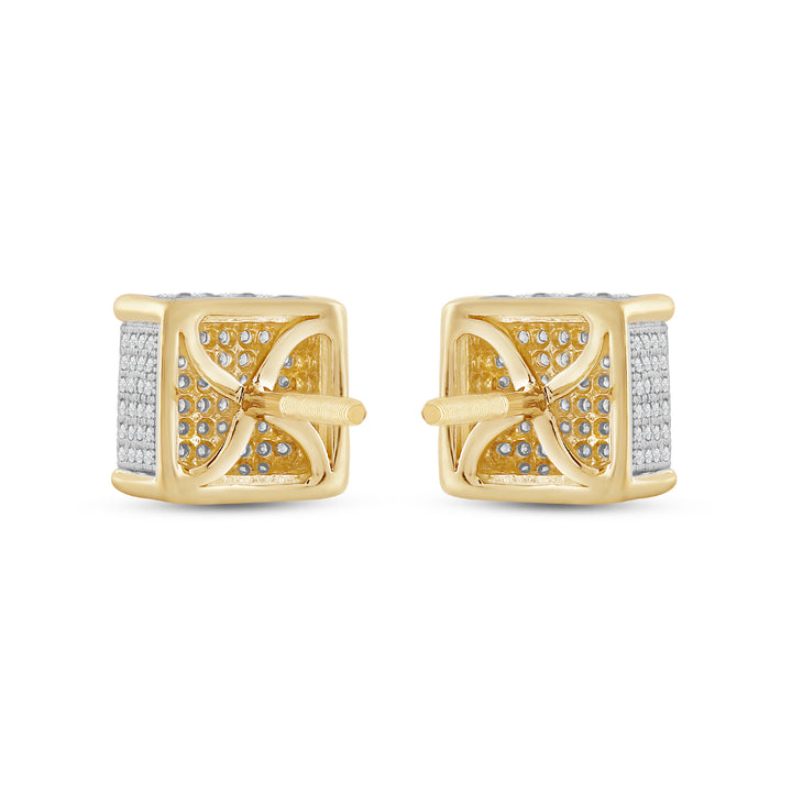 TRAPEZOID MEN'S DRIPZ STUDS 
with Cubic Zirconia Stones and 14K Yellow Gold over Sterling Silver