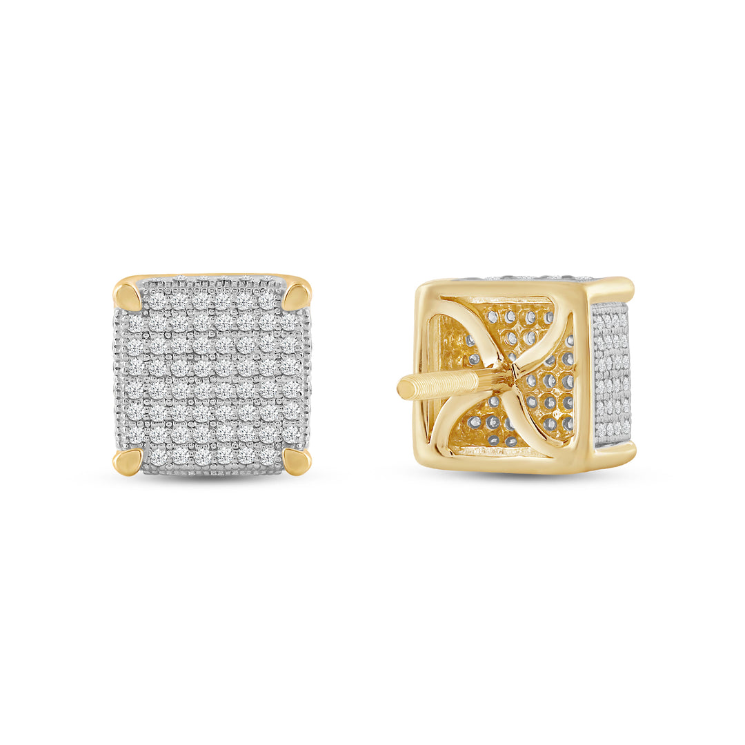 TRAPEZOID MEN'S DRIPZ STUDS 
with Cubic Zirconia Stones and 14K Yellow Gold over Sterling Silver