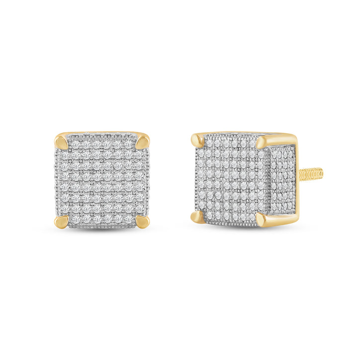 TRAPEZOID MEN'S DRIPZ STUDS 
with Cubic Zirconia Stones and 14K Yellow Gold over Sterling Silver