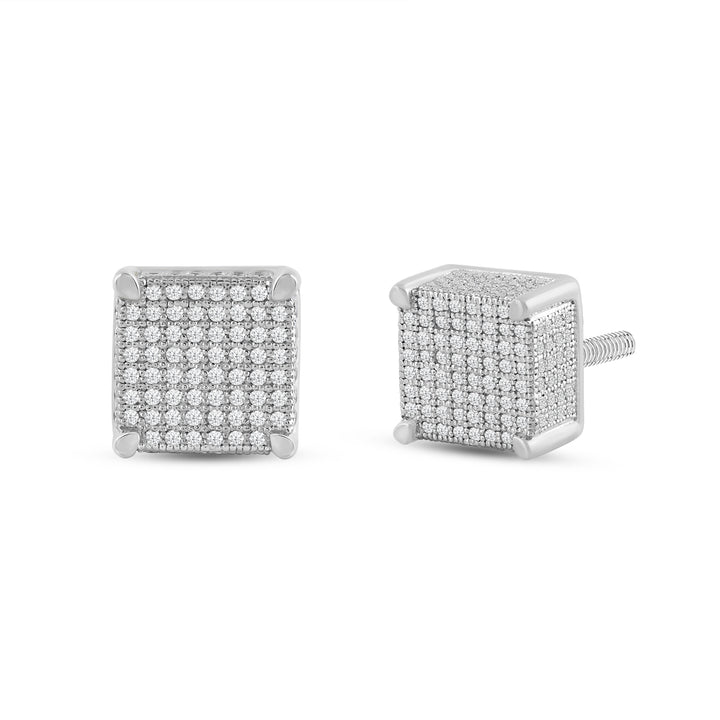 CUBE MEN'S DRIPZ STUDS with Cubic Zirconia Stones and Sterling Silver