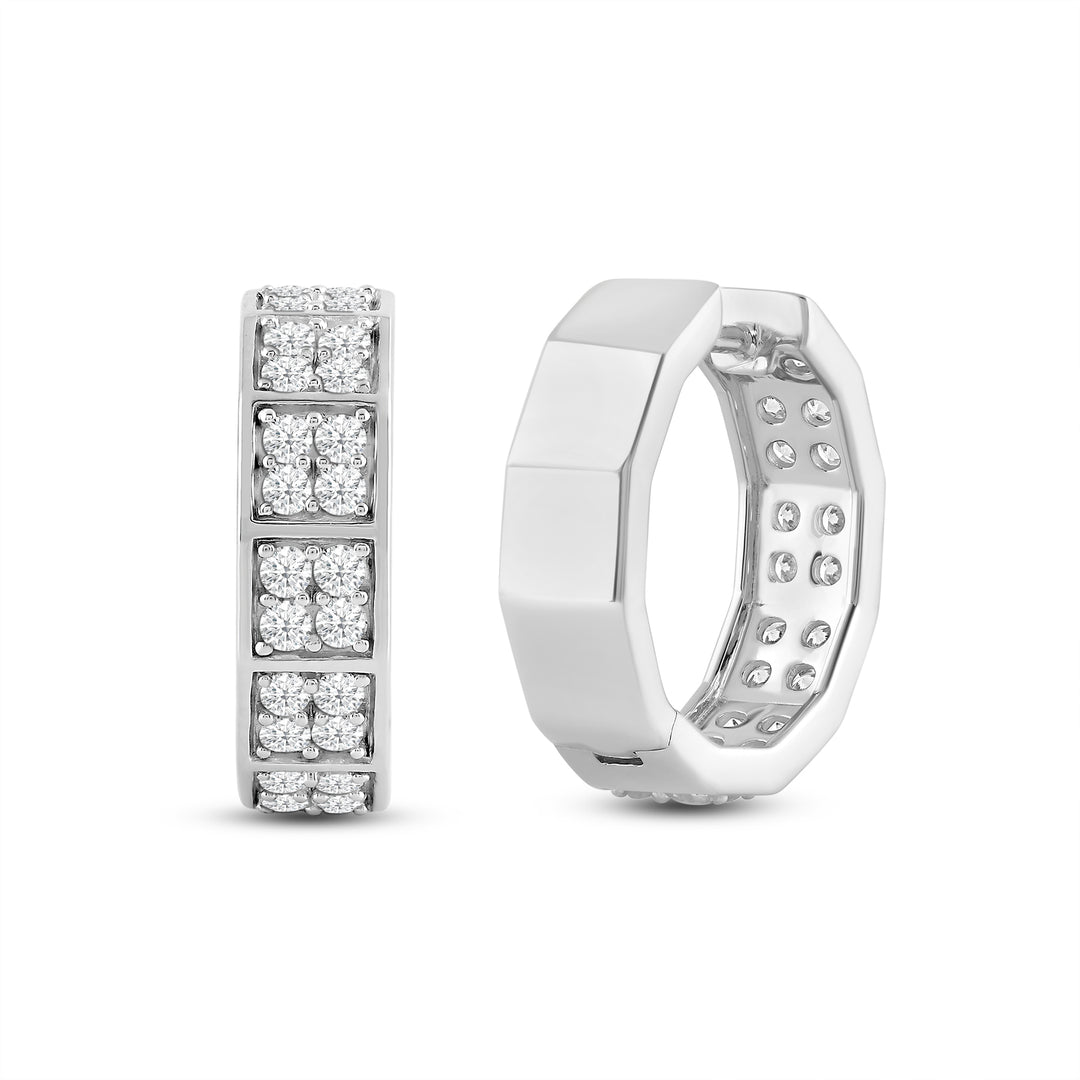 DOMINO SETTING MEN'S DRIPZ HOOP
with Cubic Zirconia Stones and Sterling Silver