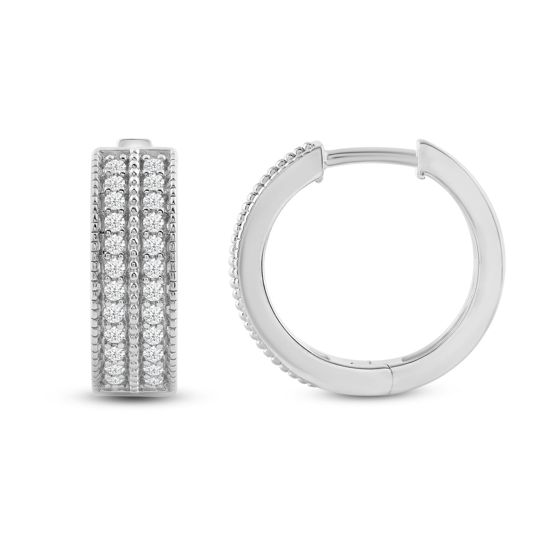 TWO ROW PAVE UNISEX DRIPZ HOOP with Cubic Zirconia Stones and Sterling Silver