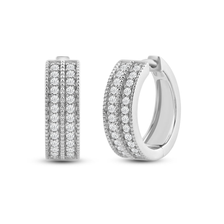 TWO ROW PAVE UNISEX DRIPZ HOOP with Cubic Zirconia Stones and Sterling Silver