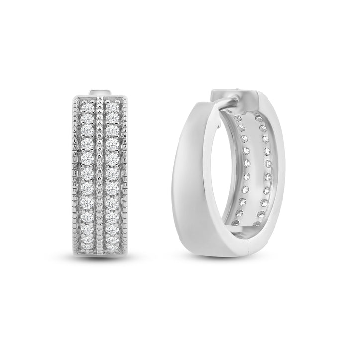 TWO ROW PAVE UNISEX DRIPZ HOOP with Cubic Zirconia Stones and Sterling Silver