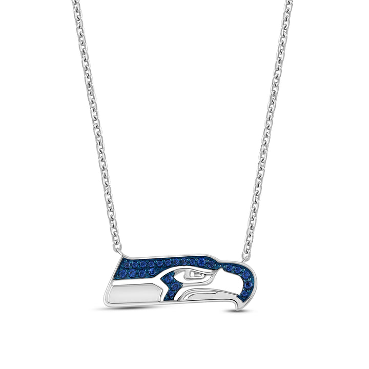 NFL SEATTLE SEAHAWKS WOMEN'S TEAM PENDANT with Blue Cubic Zirconia, Sterling Silver