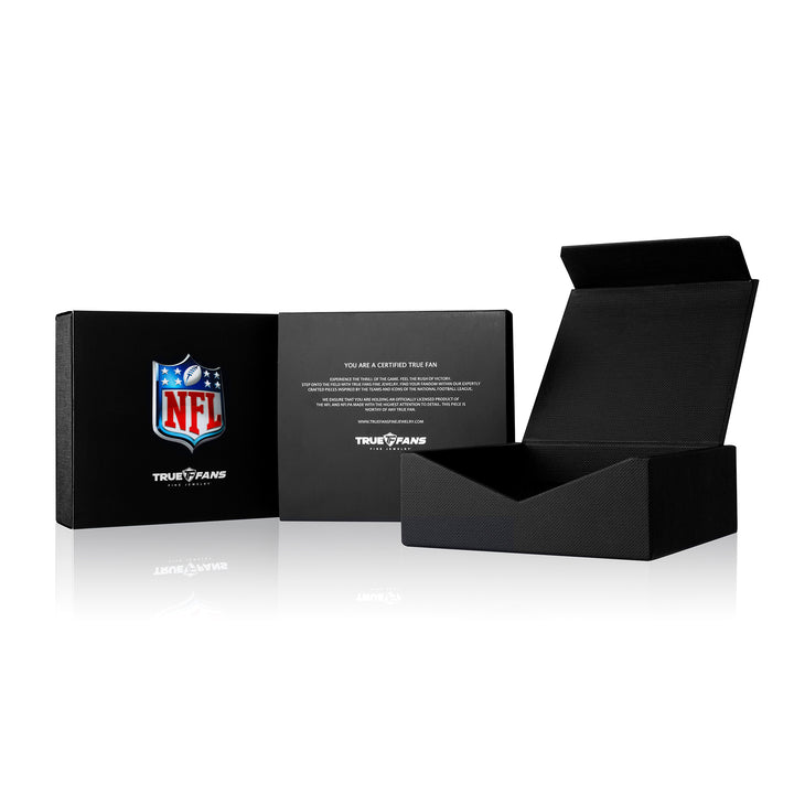 NFL NEW YORK GIANTS UNISEX ONYX PENDANT
 with 1/10 CTTW Diamonds and Sterling Silver