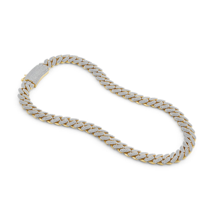 14MM SOFT EDGED CUBAN MEN'S DRIPZ NECKLACE
with Cubic Zirconia Stones and 14K Yellow Gold over Sterling Silver