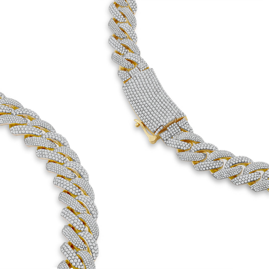 17MM SOFT CUSHION CUBAN MEN'S DRIPZ BAGUETTE NECKLACE
with Cubic Zirconia Stones and 14K Yellow Gold over Sterling Silver