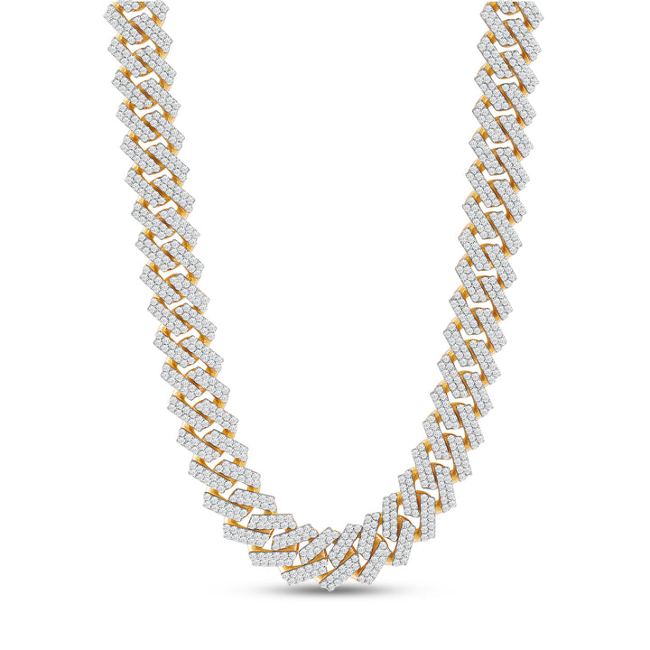 14MM ROUNDED EDGED CUBAN MEN'S DRIPZ NECKLACE
with Cubic Zirconia Stones and 14K Yellow Gold over Sterling Silver