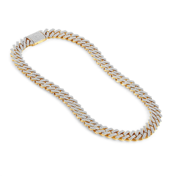 14MM ROUNDED EDGED CUBAN MEN'S DRIPZ NECKLACE
with Cubic Zirconia Stones and 14K Yellow Gold over Sterling Silver