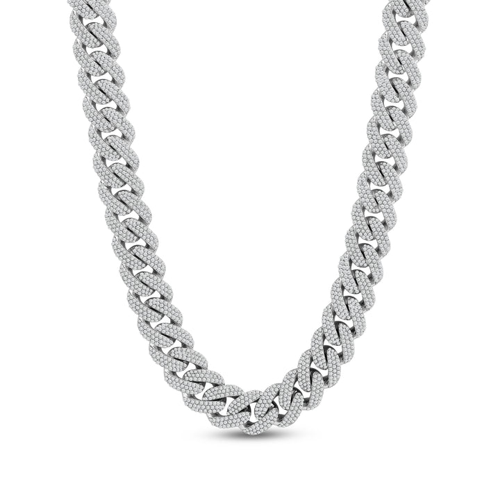 18MM SOFT CUSHION CUBAN MEN'S DRIPZ BAGUETTE NECKLACE
with Cubic Zirconia Stones and Sterling Silver