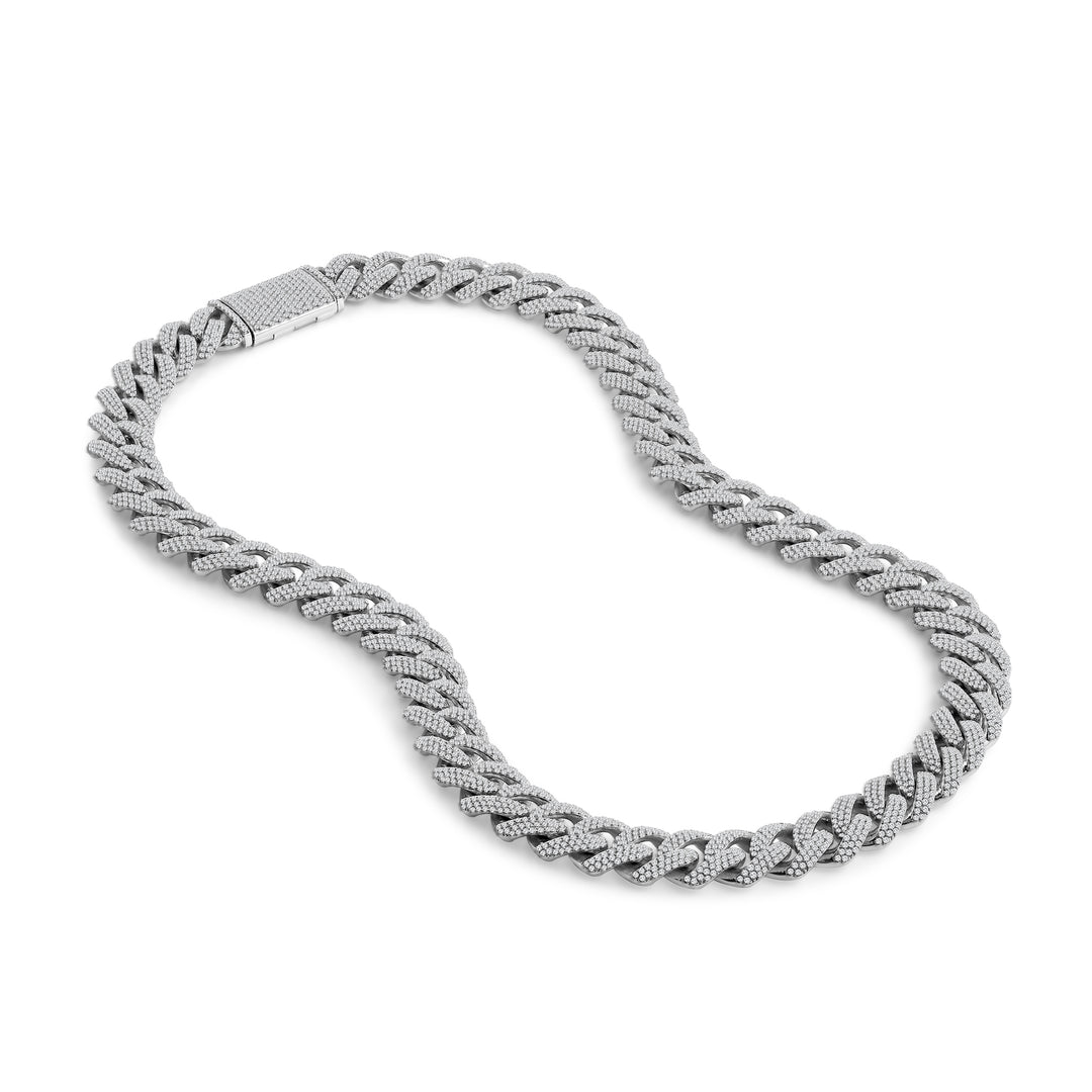 18MM SOFT CUSHION CUBAN MEN'S DRIPZ BAGUETTE NECKLACE
with Cubic Zirconia Stones and Sterling Silver