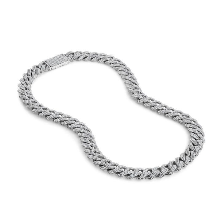 18MM SOFT CUSHION CUBAN MEN'S DRIPZ BAGUETTE NECKLACE
with Cubic Zirconia Stones and Sterling Silver