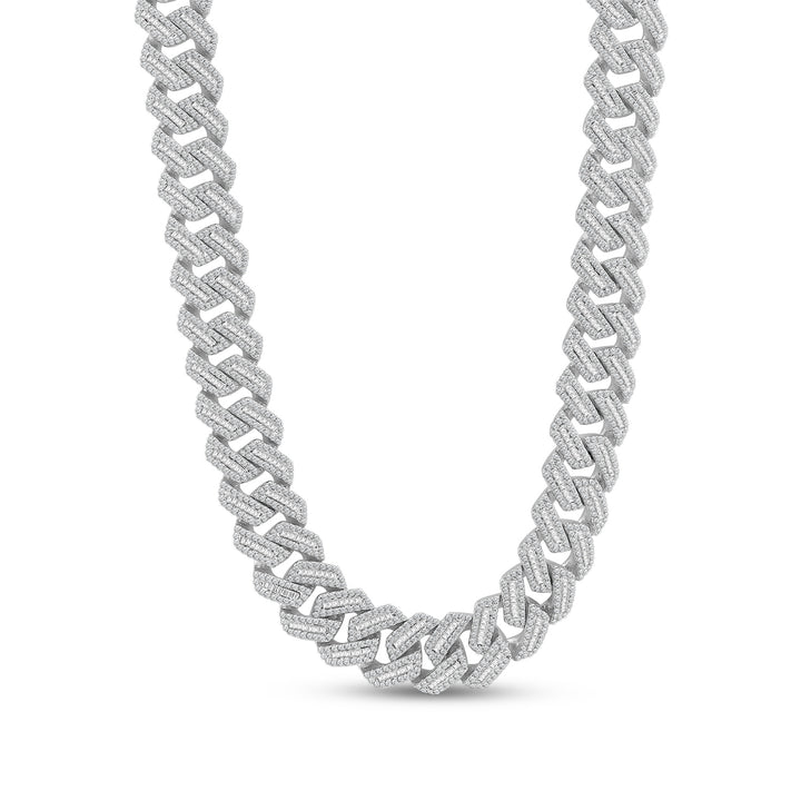 15MM CUBAN MEN'S DRIPZ BAGUETTE NECKLACE
with Cubic Zirconia Stones and Sterling Silver