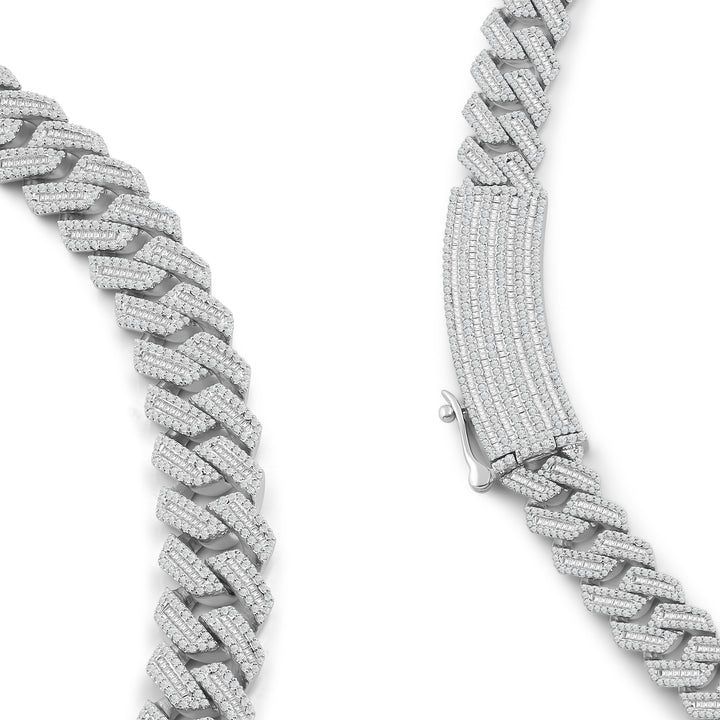 15MM CUBAN MEN'S DRIPZ BAGUETTE NECKLACE
with Cubic Zirconia Stones and Sterling Silver