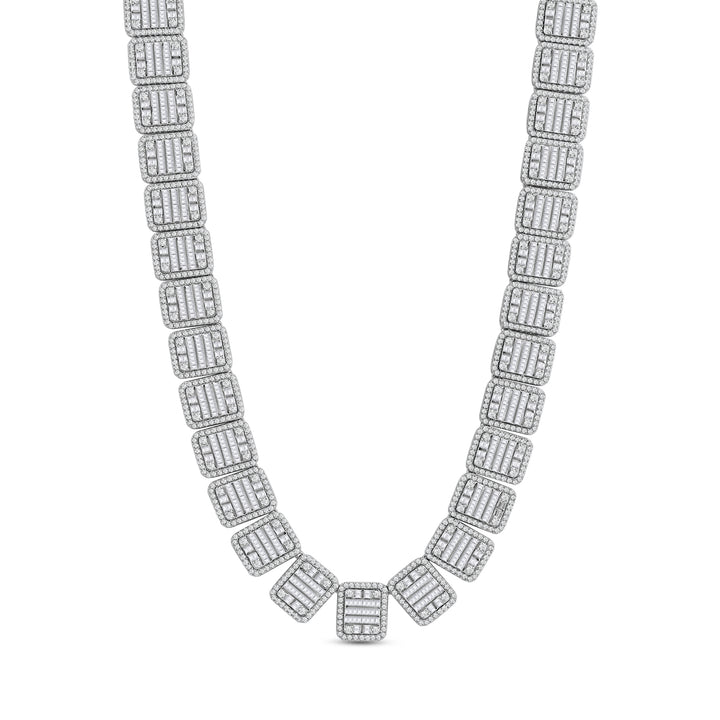 RECTANGULAR CUSHION LINK MEN'S DRIPZ NECKLACE
with Cubic Zirconia Stones and Sterling Silver