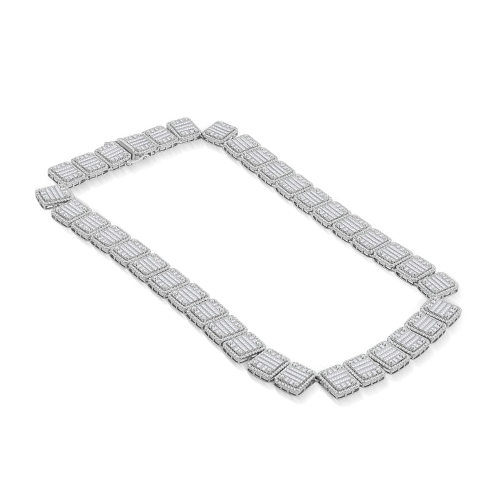 RECTANGULAR CUSHION LINK MEN'S DRIPZ NECKLACE
with Cubic Zirconia Stones and Sterling Silver