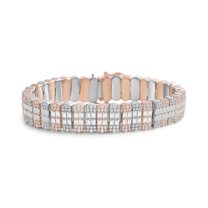 CAPSULE LINK MEN'S DRIPZ  BRACELET with Cubic Zirconia Stones and 14K Rose Gold over Sterling Silver