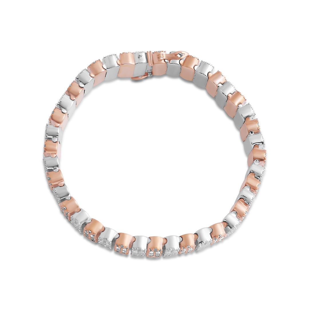 CAPSULE LINK MEN'S DRIPZ  BRACELET with Cubic Zirconia Stones and 14K Rose Gold over Sterling Silver