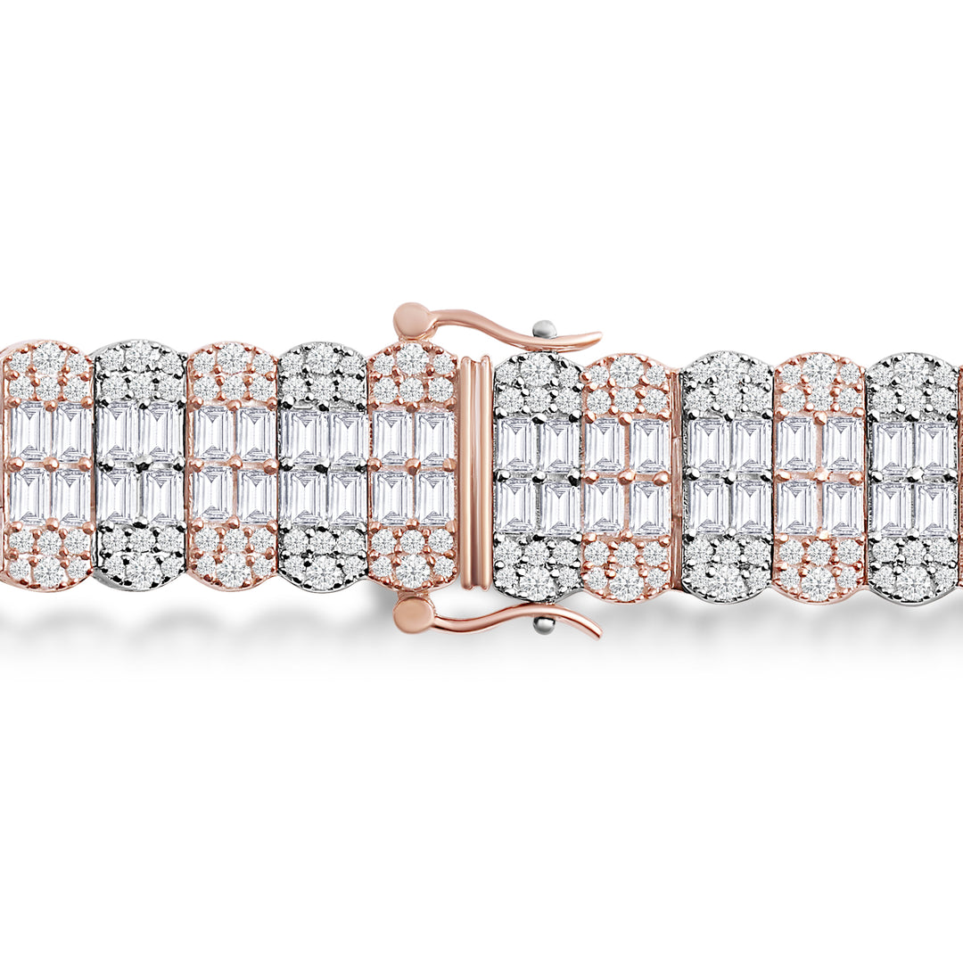 CAPSULE LINK MEN'S DRIPZ  BRACELET with Cubic Zirconia Stones and 14K Rose Gold over Sterling Silver