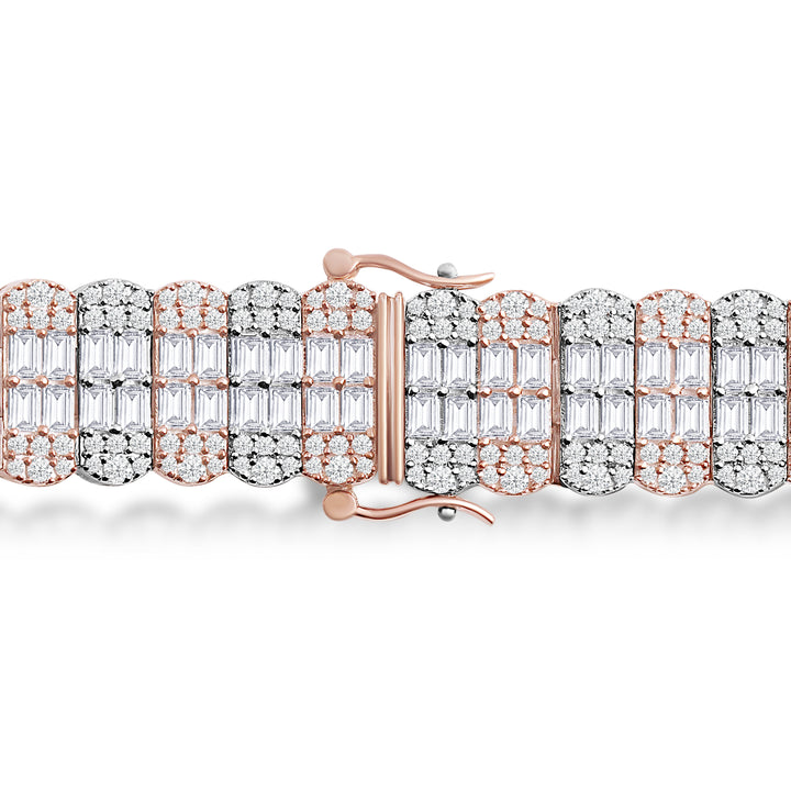 CAPSULE LINK MEN'S DRIPZ  BRACELET with Cubic Zirconia Stones and 14K Rose Gold over Sterling Silver