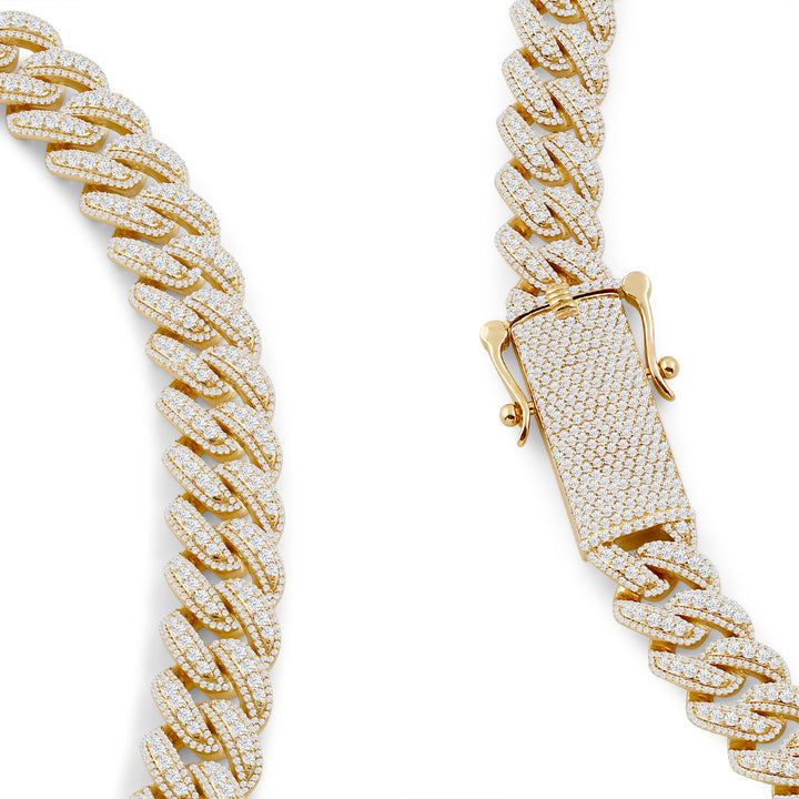 18MM CUBAN MEN'S DRIPZ NECKLACEwith Cubic Zirconia Stones and 14K Yellow Gold over Sterling Silver