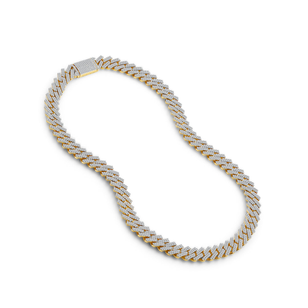 8MM CUBAN MEN'S DRIPZ NECKLACE with Cubic Zirconia Stones and 14K Yellow Gold over Sterling Silver