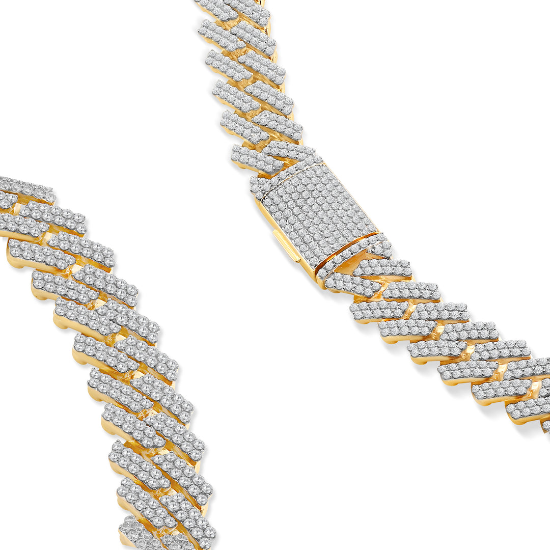 8MM CUBAN MEN'S DRIPZ NECKLACE with Cubic Zirconia Stones and 14K Yellow Gold over Sterling Silver