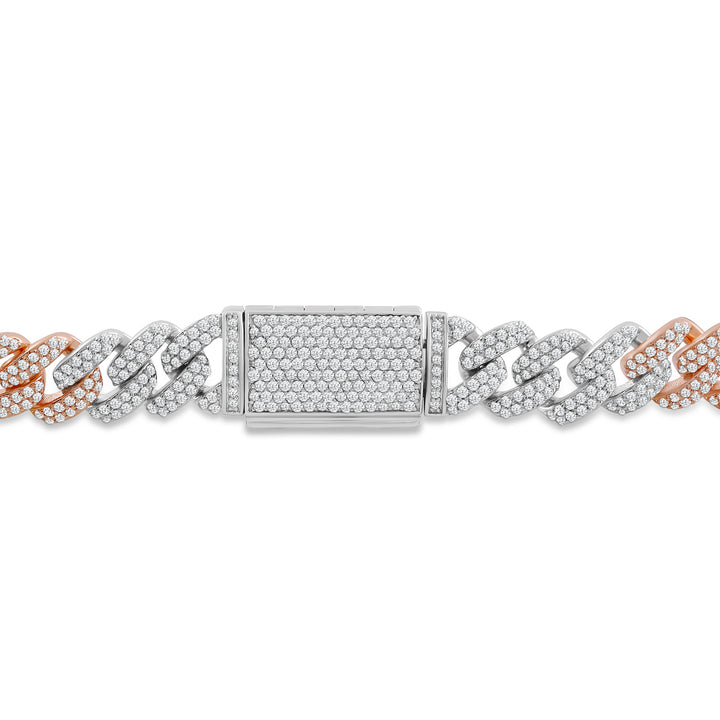 8MM CUBAN MEN'S DRIPZ BRACELET with Cubic Zirconia Stones and 14K Rose Gold over Sterling Silver