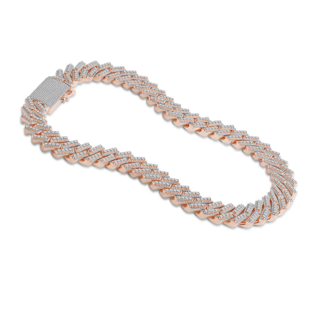 20MM CUBAN MEN'S DRIPZ NECKLACE with Cubic Zirconia Stones and 14K Rose Gold over Sterling Silver