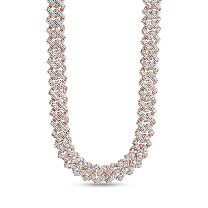 20MM CUBAN MEN'S DRIPZ NECKLACE with Cubic Zirconia Stones and 14K Rose Gold over Sterling Silver