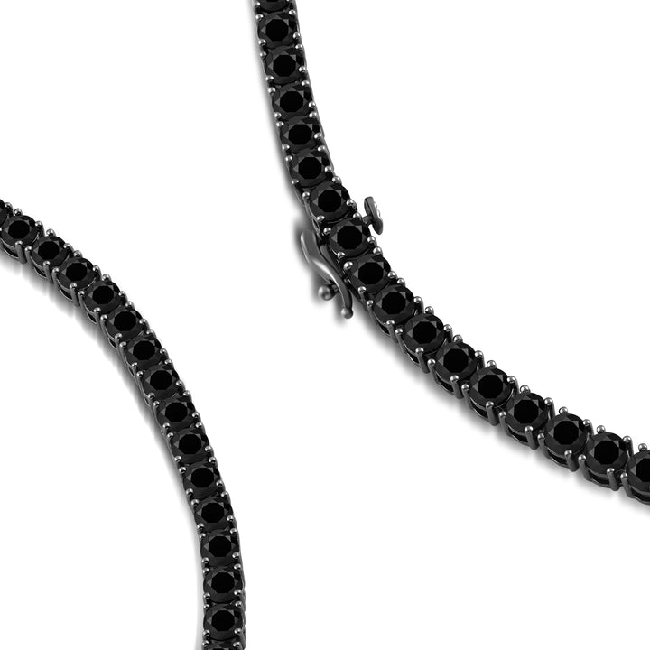 BLACK ETERNITY UNISEX DRIPZ TENNIS NECKLACE with Black Cubic Zirconia Stones and Black Rhodium on Sterling Silver