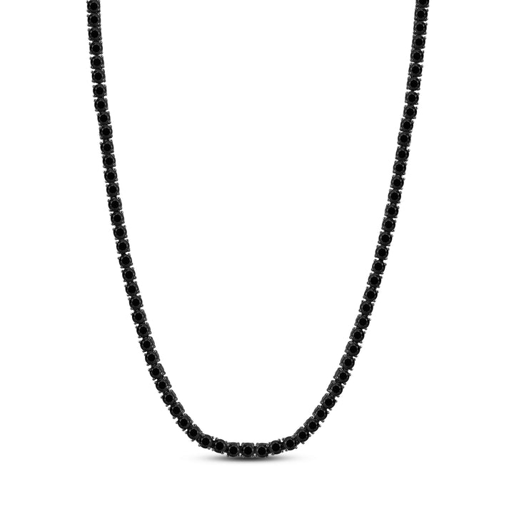 BLACK ETERNITY UNISEX DRIPZ TENNIS NECKLACE with Black Cubic Zirconia Stones and Black Rhodium on Sterling Silver