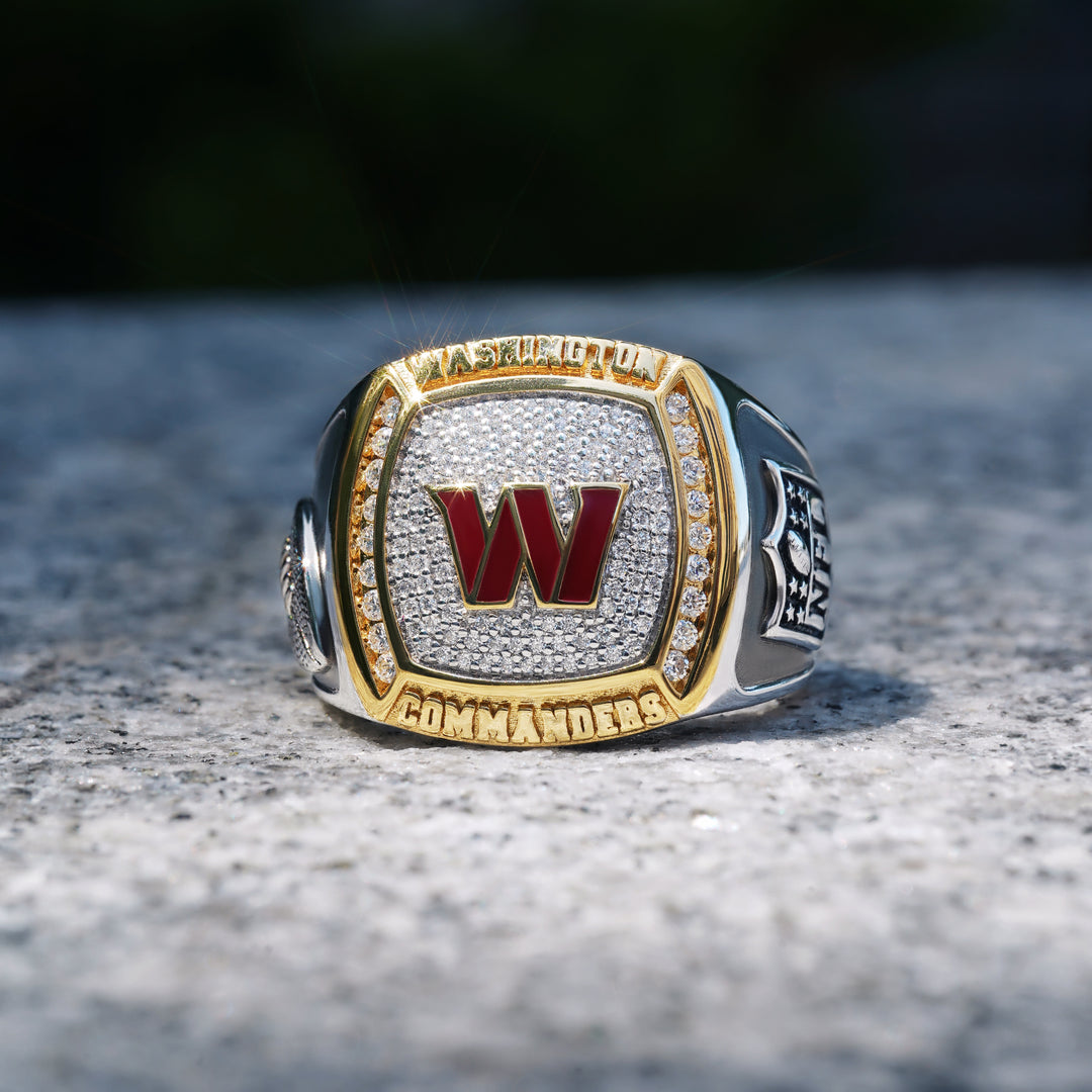 NFL WASHINGTON COMMANDERS MEN'S TEAM RING with 1/2 CTTW Diamonds, 10K Yellow Gold and Sterling Silver