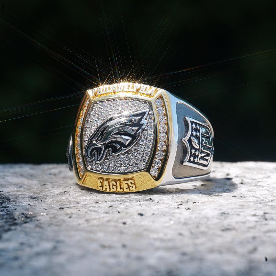 NFL PHILADELPHIA EAGLES MEN'S TEAM RING with 1/2 CTTW Diamonds, 10K Yellow Gold and Sterling Silver