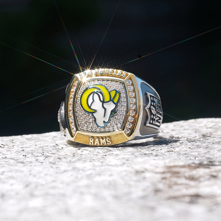 NFL LOS ANGELES RAMS MEN'S TEAM RING with 1/2 CTTW Diamonds, 10K Yellow Gold and Sterling Silver