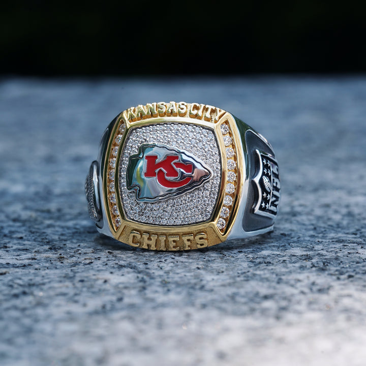 NFL KANSAS CITY CHIEFS MEN'S TEAM RING with 1/2 CTTW Diamonds, 10K Yellow Gold and Sterling Silver