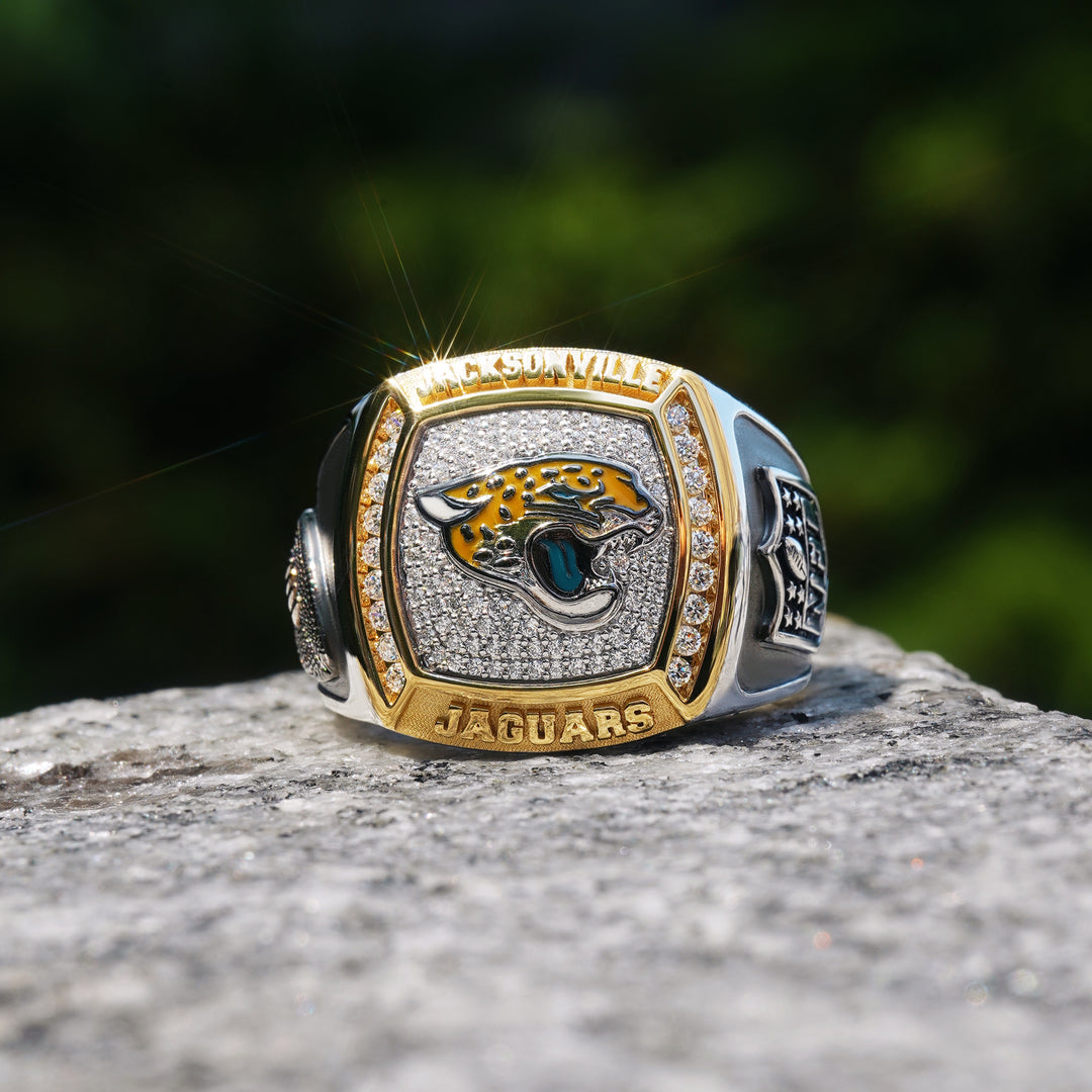 NFL JACKSONVILLE JAGUARS MEN'S TEAM RING with 1/2 CTTW Diamonds, 10K Yellow Gold and Sterling Silver