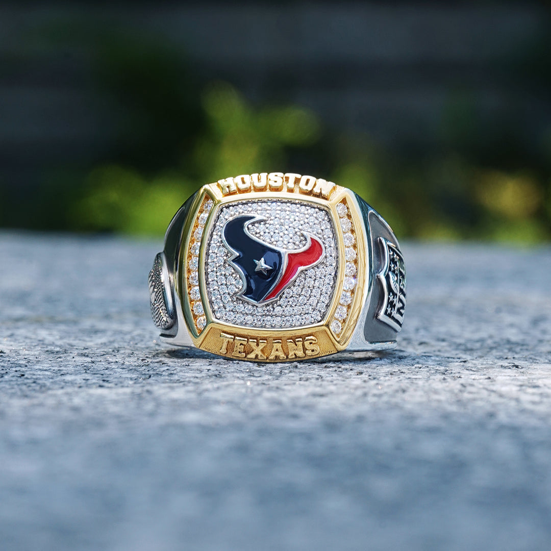 NFL HOUSTON TEXANS MEN'S ONYX RING 
with 1/20 CTTW Diamonds and Sterling Silver