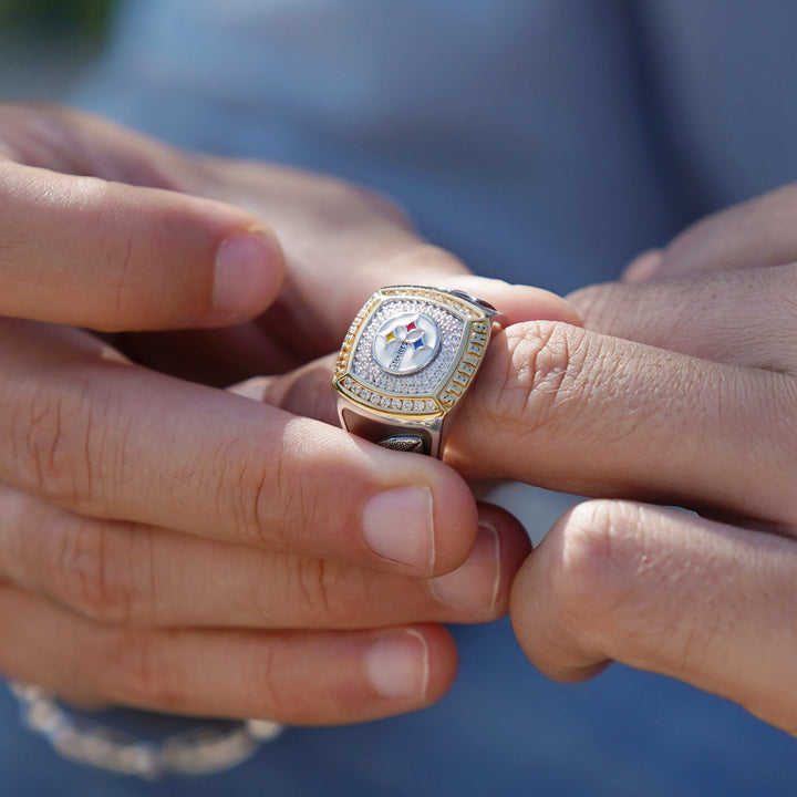 NFL PITTSBURGH STEELERS MEN'S TEAM RING with 1/2 CTTW Diamonds, 10K Yellow Gold and Sterling Silver