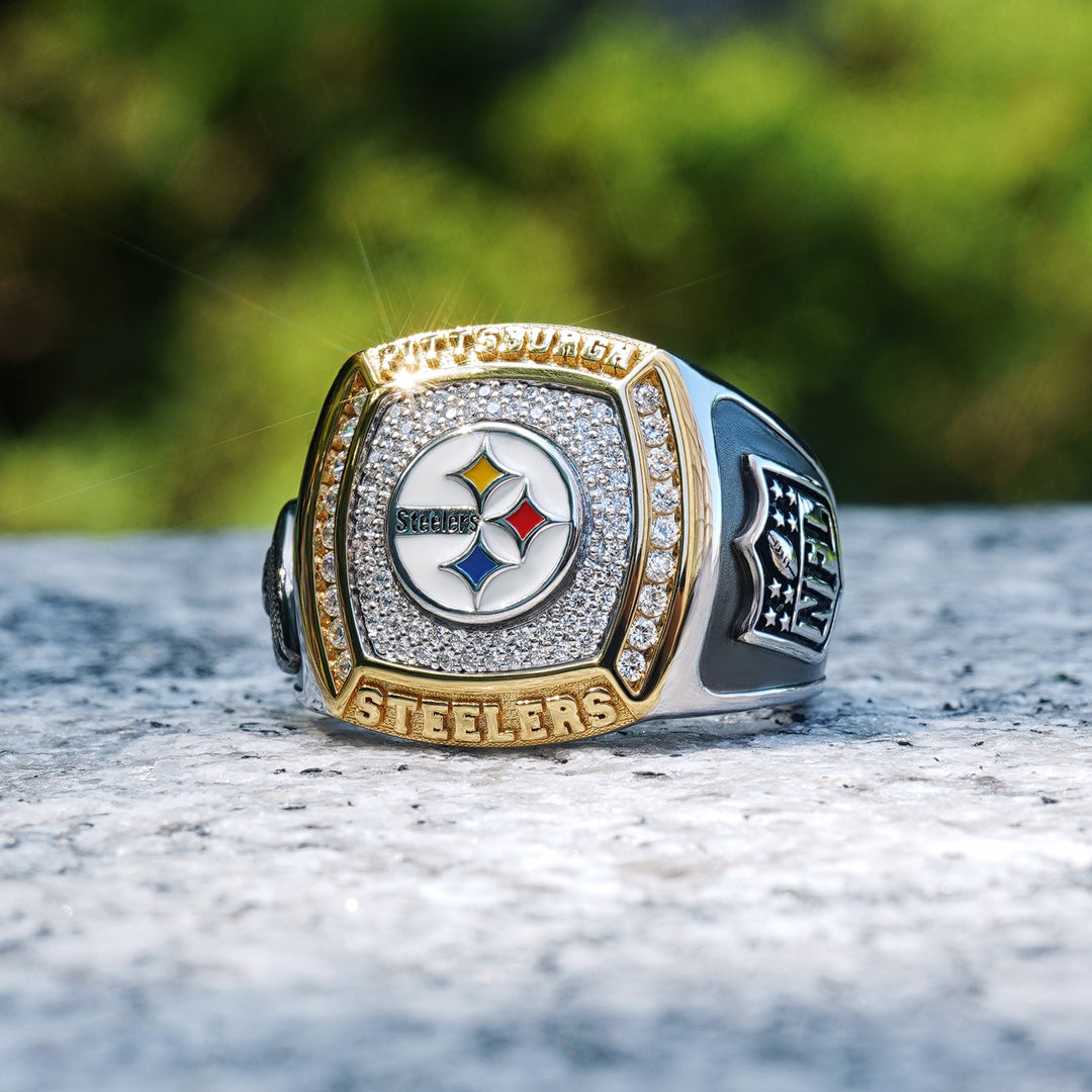 NFL PITTSBURGH STEELERS MEN'S TEAM RING with 1/2 CTTW Diamonds, 10K Yellow Gold and Sterling Silver