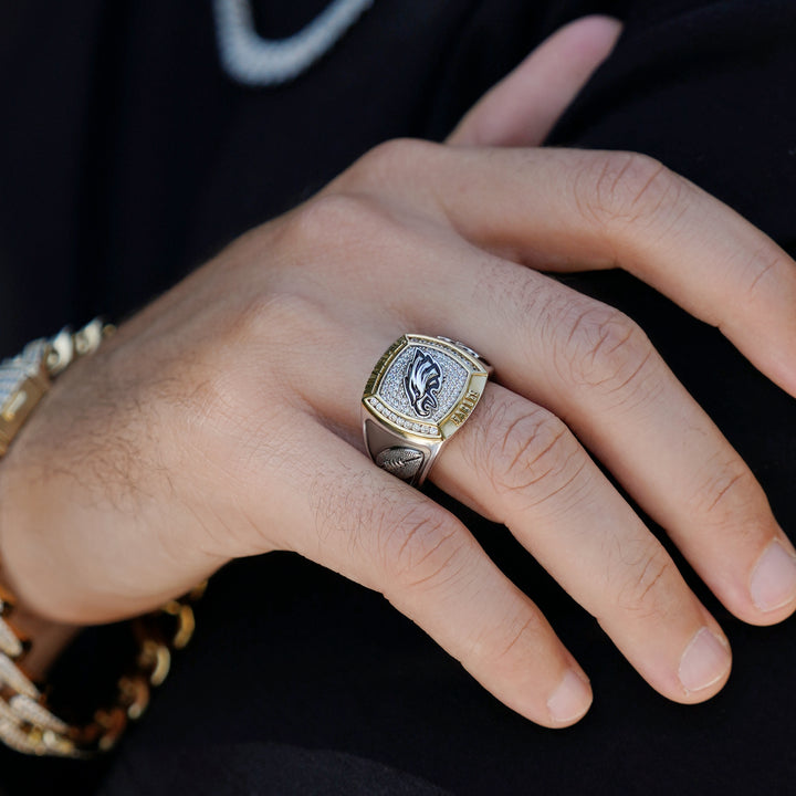 JALEN HURTS MEN'S AUTOGRAPH RING with 1/2 CTTW Diamonds, 10K Yellow Gold and Sterling Silver