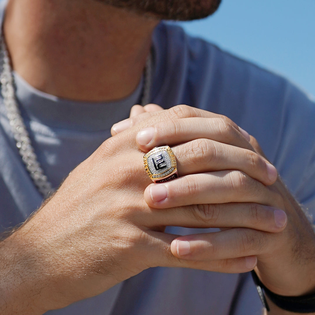 DANIEL JONES MEN'S AUTOGRAPH RING with 1/2 CTTW Diamonds, 10K Yellow Gold and Sterling Silver