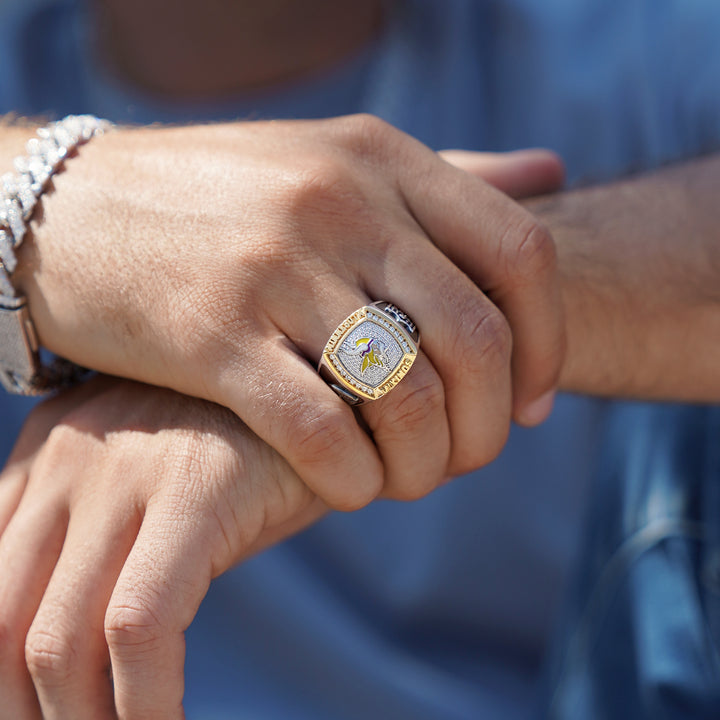 NFL MINNESOTA VIKINGS MEN'S TEAM RING with 1/2 CTTW Diamonds, 10K Yellow Gold and Sterling Silver